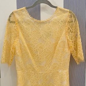 Draper James Reese Tiered Lace Midi Dress in Citron
